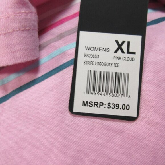 bebe sport womens pink stripe logo boxy tee XL NWT - Picture 3 of 4